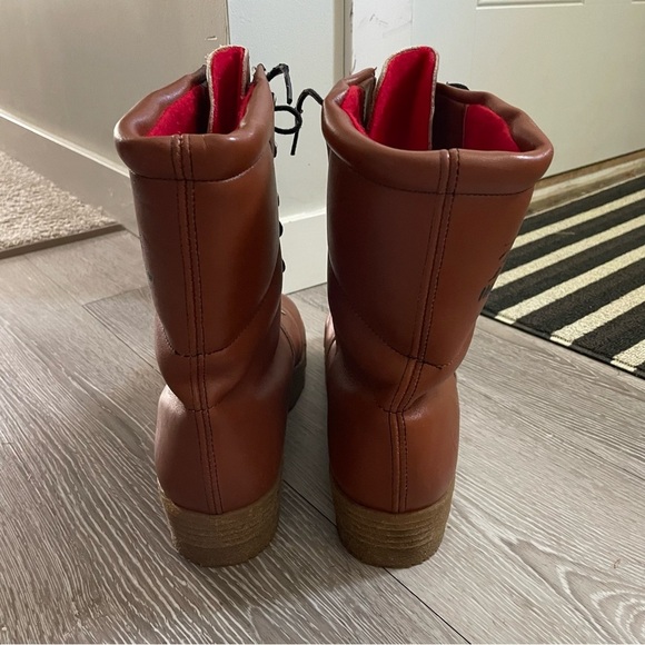 70s Vintage Inouk Leather Winter Boots Brown Mens Size 9.5 - Picture 9 of 16